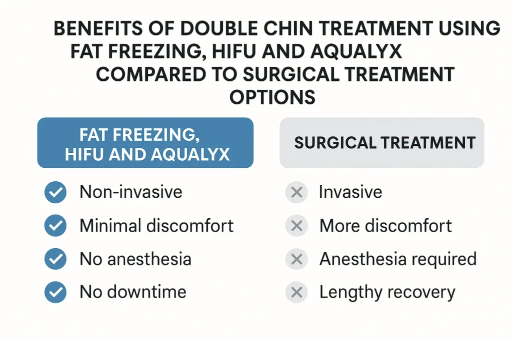 Graphic about the benefits of double chin treatment King's Cross - from LA LIPO