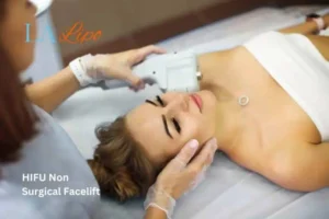 Woman having Hi-Fu to reduce wrinkles King's Cross.
