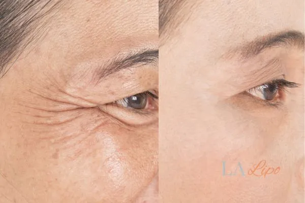 Before and after results of woman - HI-fu wrinkles reduction treatment King's Cross