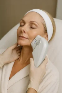 Woman receiving HIFU non surgical facelift treatment King's Cross