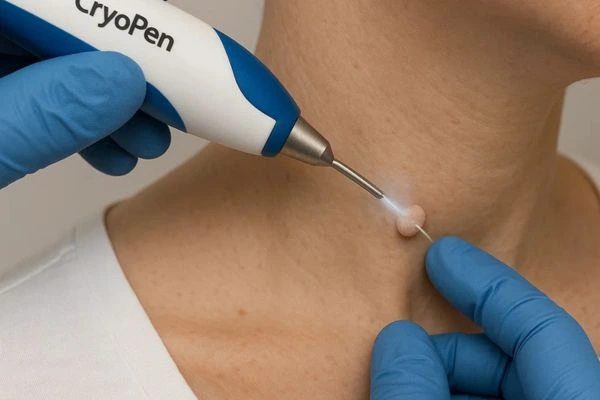 Person receiving Cryotherapy skin tag removal King's Cross