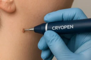 Person receiving skin tag removal King's Cross
